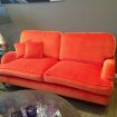 sofa, klassisk sofa, sofaer, orange sofa, velour sofa, sofa med hjul